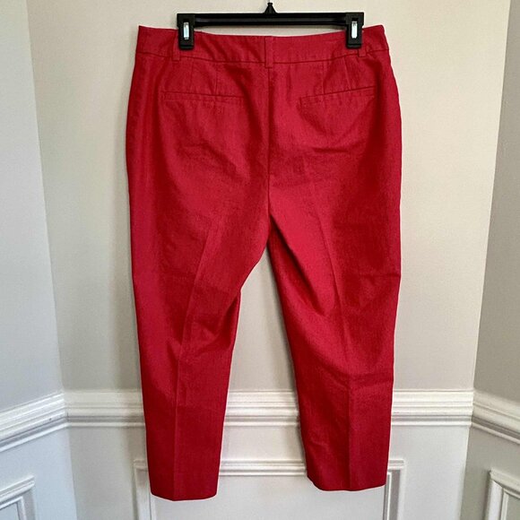 Chico's Size 1/M/8 Cotton Blend Crop Ankle Slit Pants Red 23 in Inseam - Picture 2 of 7